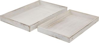 Hhg Lote De 2 T285 Cuenco, Bandeja De Servir Bandeja De Desayuno Bandeja De Madera Bandeja Decorativa, Aspecto Shabby, Blanco