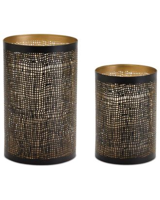 Melrose International Set Of 4 Abstract Punched Metal Candle Holder