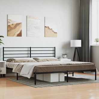 Berkfield Home Metal Bed Frame with Headboard Black 183x213 cm
