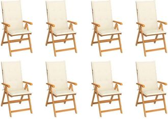 vidaXL Sillas De Jard&iacute;n Reclinables Con Cojines 8 Uds Teca Maciza Vidaxl