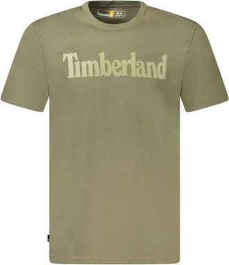 Timberland Tops, Heren, Groen, S, Katoen, Groene Wordmark Logo Katoenen T-shirt