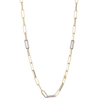 Meshmerise 18K White Gold Plated Diamond Paperclip Chain Necklace - 0.2 ctw in Yellow Gold at Nordstrom Rack
