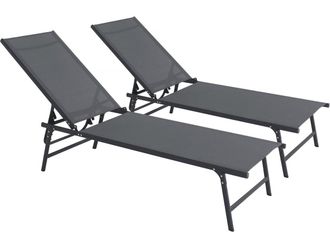 Habitat et Jardin Juego De 2 Tumbonas Met&aacute;licas sublima - 180 X 54 X 104 Cm - Antracita