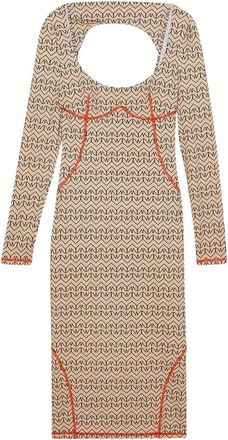 Patrizia Pepe Craft Monogram Midi Jurk - Dames - Casual kleedjes - Veelkleurig - XS - Nylon - Kleedjes