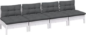 vidaXL Sof&aacute; De Jard&iacute;n 4 Plazas Con Cojines Madera Pino Gris Antracita Vidaxl