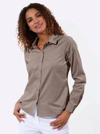 Casual Looks Hemdbluse CASUAL LOOKS, Damen, Gr. 38, taupe, 100% Baumwolle, unifarben, Blusen Hemdbluse