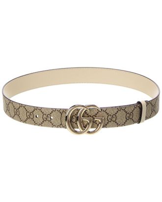 Gucci Gg Marmont Reversible Canvas & Leather Belt