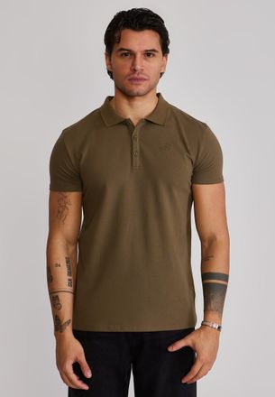 Siksilk Hombres Caqui Verde Polo T-Shirt XXL