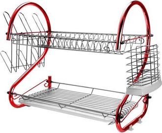MegaChef 16 Inch Two Shelf Iron Wire Dish Rack in Red at Nordstrom