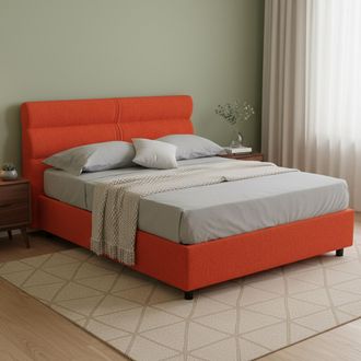 Dmora Cama Doble Briaglia, Cama Doble Desenfundable, Con Caj&oacute;n, Hecho En Italia, Tama&ntilde;o Colch&oacute;n 160x200 Cm, Naranja