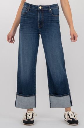 Kut from the Kloth Sienna Cuffed High Waist Relaxed Straight Leg Jeans in Clarity at Nordstrom, Size 14