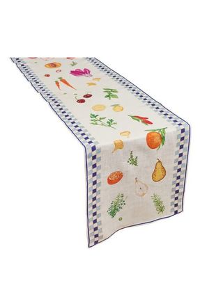 Misette Still Life Linen Table Runner in Blue Checker at Nordstrom