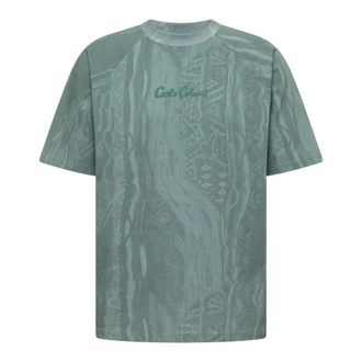 Carlo Colucci T-shirt met all-over print - Heren - T-shirts - Groen - L - Katoen - Tops