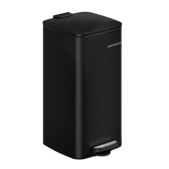 Songmics Cubo de basura de cocina de 30 l de acero inoxidable negro