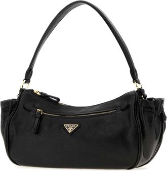 Prada Womens Calf Leather Shoulder Bag Black