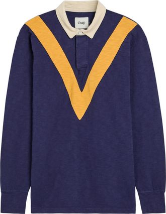 Drake's Drakes Panelled Cotton Rugby top - Navy - S