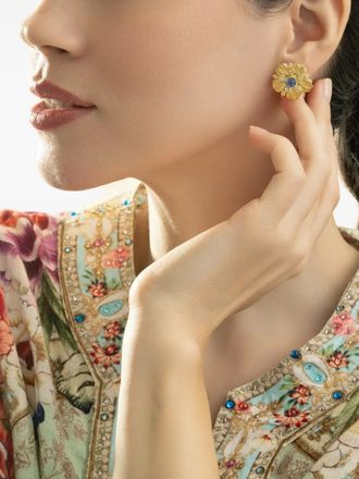 Tanya Farah Fine Jewelry 18K yellow gold diamond and ceylon sapphire earrings