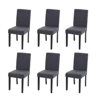 Hhg Hhg - Non Utilizzato] Set 6x Sedie Littau Tessuto Soggiorno Cucina Sala Da Pranzo 43x56x90cm Antracite Piedi Scuri