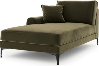 BLOOMINGLOFT Chaiselongue Madara mit Samtbezug - Olivgrün