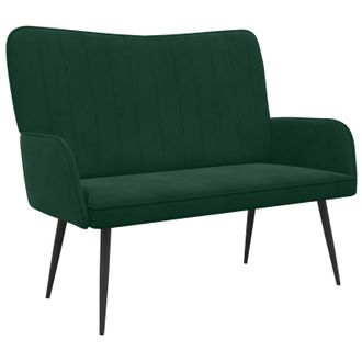 vidaXL Sof&aacute; De 2 Plazas Verde Oscuro 115 X 61 X 87 Cm Terciopelo Vidaxl