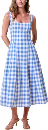 Cleobella Ardena Ankle Dress In Blue Bonnet Gingham