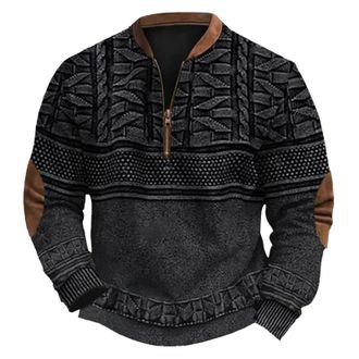 Generic Quarter Zip Sweatshirt Men Vintage Zip Hoodie Men Casual Outdoor Long Sleeve Stand Collar Long Sleeve Autumn Winter Sweatshirts Warm Comfort Sweatshir