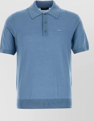 Prada wool shirt polo collar ribbed hem