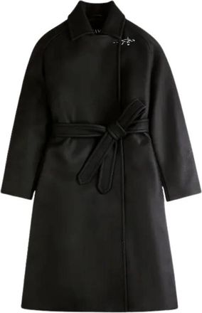 Fay Wikkeljas - Dames - Jas met riem - Zwart - S - Wol - Jassen