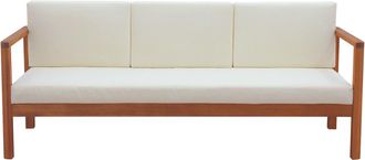 Miliboo Sof&aacute; De Jard&iacute;n De 3 Plazas De Madera Maciza Con Cojines Beige 190 Cm Akis