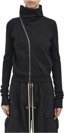 Rick Owens Zip-throughs, female, Black, Size: XS Felpa Mountain Sweat