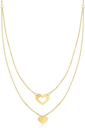 RS Pure by Ross-Simons Italian 14kt Yellow Gold Heart Double Necklace