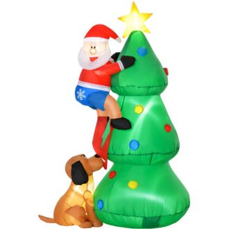 Soges Soges &Aacute;rbol De Navidad Hinchable, Decoraci&oacute;n Navide&ntilde;a, 1,8 M, Incluye Inflador, 123 Cm X 85 Cm X 180 Cm, Verde + Rojo