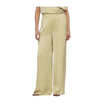 Freebird by Steven Wv-Satin-Air-26-1 Wijde Broek - Dames - Broeken - Groen - Maat: S Satijn