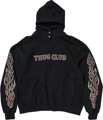 Thug Club Hoodie met print - Zwart