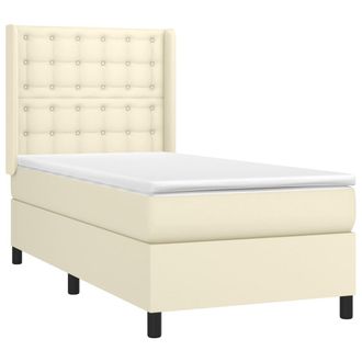 vidaXL Vidaxl - Cama Box Spring Colch&oacute;n Y Led Cuero Sint&eacute;tico Crema 100x200 Cm