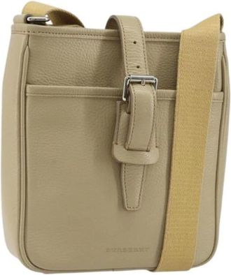 Burberry Pre-owned Cross Body Bags, female, Beige, Size: ONE SIZE Pre-owned Leather Shoulder Bag