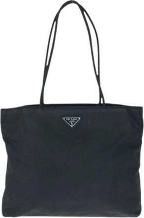 Prada Pre-owned Tote Bags, female, Black, Size: ONE SIZE Pre-owned Tessuto Nylon Tote Bag