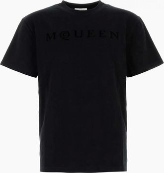 Alexander McQueen Mens McQueen Flock T-Shirt Black - Size: 36