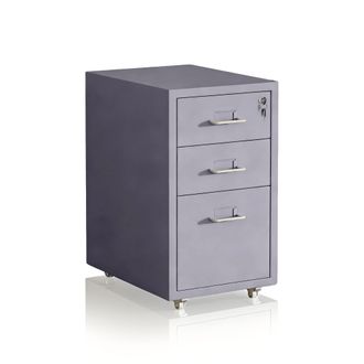Relaxdays Relaxdays Cajonera Con Ruedas, 3 Cajones, (al X An X F): 45,5 X 28 X 41 Cm, Cerradura, Archivador M&oacute;vil, Metal, Gris