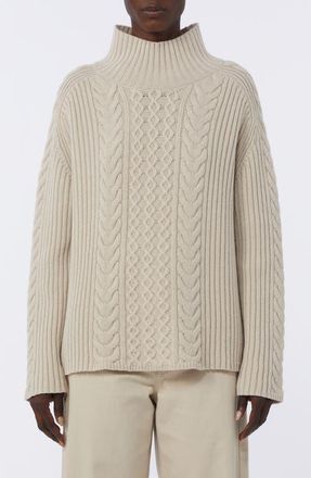 Max Mara Miele Chunky Wool & Cashmere Cable Knit Sweater in White at Nordstrom, Size X-Small