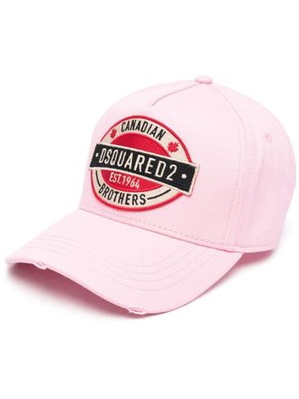 Dsquared2 logo-patch distressed cap - men - Cotton - One Size - Pink