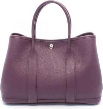 Herm&egrave;s Purple Negonda Leather Handbag Tote Bag (Pre-Owned)