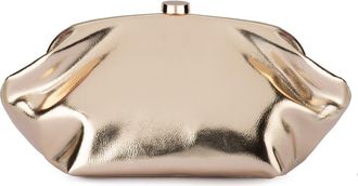 Olga Berg Tally Metallic Faux Leather Frame Clutch in Gold at Nordstrom