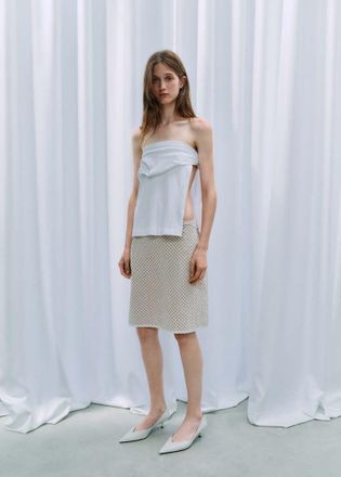 Mango Gonna fluida quadri grezzo - Donna - 38 - MANGO