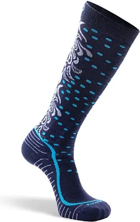 Fox River Womens Falling Leaf Lightweight Over-the-Calf Ski and Snowboard Socks Blue L