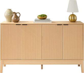 Best Choice Products 4-Door Reeded Storage Cabinet w/ Soft-Close Doors, Multipurpose Accent Furniture