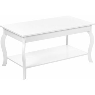 Beliani Tavolino da caff&egrave; Classico con ripiano in legno bianco 101 x 55 cm Hartford