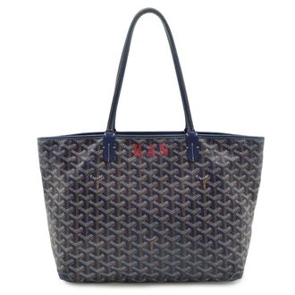 Goyard Artois PM Tote Bag Coated Canvas Leather Navy
