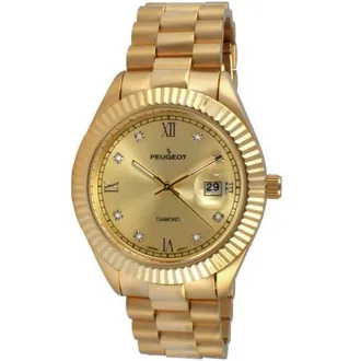 Peugeot Luxury Fluted Bezel, Genuine Diamond Bracelet Watch - 40MM in Champagne at Nordstrom