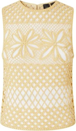 Pinko Elegante Gele Top Ss 25 - Dames - Tops zonder mouwen - Geel - S - Tops
